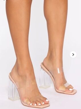 Fashion Nova Clear Strap Nude Block Heels